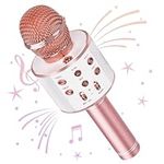 Wowstar Wireless Microphone, Karaoke Bluetooth Microphone for Kids Adults, Portable Toy Karaoke Mic Speaker Machine, Home KTV Player Support Android & iOS Devices for Party Singing (Rose Gold)