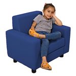 Factory Direct Partners SoftScape Inspired Playtime Classic Reading Chair, Children's Commercial-Grade Upholstered Furniture for Home, Daycare, Preschool, Library; Comfy Modern Design - Blue, 14472-BL