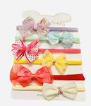 Glamifirsto 6 Baby Girls Nylon Headbands Infants Hair Bows Hair Band Elastics Hair Accessories For Newborn Toddlers Kids Style Mix, Multicolor