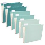 Y YOMA 6 Pack Extra Capacity Hanging File Folders Letter Size Accordion Decorative Reinforced File Folder Cute Colored Expandable Folder for Office Home with 1/5-Cut Adjustable Tabs, Teal Blue