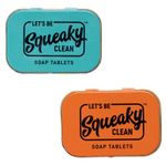 Squeaky Clean Hand Made 30 Soap Tablets in Each Tin | Single Wash Hygiene Bar | Hand Care | Convenient | Travel & Pocket Friendly | Combo of 2 Fragrance (Vanilla, Orange)