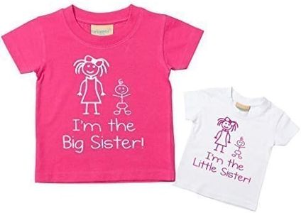 60 Second Makeover Limited I'm The Little Sister I'm The Big Sister Tshirt Set Baby Toddler Kids Available in Sizes 0-6 Months New Baby Sister Gift, Pink, Little 0-6 Months Big 5-6 Years