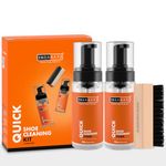 SNEAKARE Quick Shoe Cleaning Kit | Contains 2 x 150ml (510 g) Foam Shoe Cleaner & 1 Medium Shoes Brush | Sneaker Cleaning Kit | Suitable for Sneakers, Nubuck, Leather, Suede & Sport Shoes