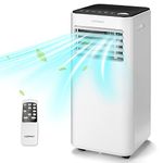 COSTWAY 10000 BTU Portable Air Conditioner, with Fan & Dehumidifier Mode, Quiet AC Unit with Sleep Mode, 2 Speeds, 24H Timer, LED Display, Remote Control, Cool Rooms up to 350 Sq.Ft(White-10000BTU)