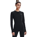 Under Armour Women's Authentics Long Sleeve Crew Neck T-Shirt, Black (001)/White, X-Small