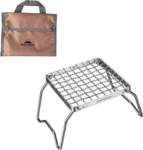 Campingmoon Grille portable pour feu de camp en acier inoxydable 304 pliable avec pieds et sac de transport