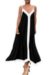 PRETTYGARDEN Women's 2024 Elegant Summer Dress V Neck Spaghetti Strap Flowy Maxi Cocktail Party Dresses (Black,Large)