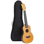 Amazon Basics Concert Size Ukulele Kit, Nylon Strings for warm, mellow and bright tones | Basswood Body | ABS back | Matte Finish, with Bag, Picks, Strap - Natural Brown