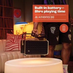 JBL Authentics 300 Portable Smart Speaker – Wi-Fi, Bluetooth, Black Retro
