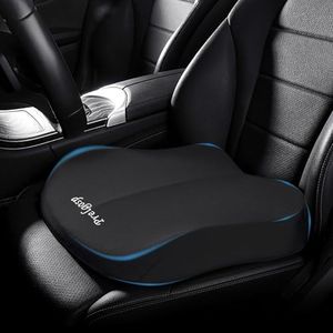 PRELGOSP Cuscino Auto Guidatore Rialzo Ergonomico, Cuscino Sedile Auto Guidatore Sedile Rialzato Portatile in Memory Foam, Cuscini Sedile Auto a Cuneo per Adulti Auto, Divano e Poltrona,Nero