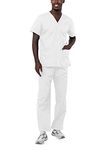 Adar Universal Unisex Scrubs - Unisex Drawstring Scrub Set - 701 - White - S