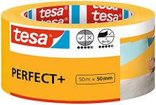 tesa Masking Tape PerfectPlus - Painter's tape made of thin Washi paper for precise masking during painting work - for indoor use - 50 m x 50 mm