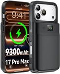 PANDUK Battery Case for iPhone 17 Pro Max, 9300mAh USB-C | Portable Power Bank | 20W PD | Fast Charging | Wireless Charge | Sync Data Supported | Rechargeable Charger Case | 6.9" | Black