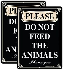 Faittoo Please Do Not Feed The Animals Sign, 2-Pack 10 x 7 Inch Reflective Rust Free Aluminum, UV Protected, Weather/Fade Resistant, Easy to Install and Read, Indoor/ Outdoors Use