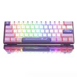 Womier WK61 Purple Keyboard - 60% Mechanical Keyboard, Hot-Swappable Ultra-Compact RGB Gaming Keyboard w/Pudding Keycaps, Pro Driver/Software Supported - Red Switch