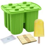 Bangp Popsicle Molds 6 Pieces,Silicone Ice Pop Molds BPA Free, Homemade Popsicle Molds Shapes,Easy Release Ice Popsicle Maker for Kids,with 50 Popsicle Sticks and 50 Popsicle Bags(Green)