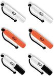 HuntEmUp Tri-Pack (6) 2-Inch Plastic Dog Bumpers With Throw Ropes - Weighted Retrieving Dummies for Dogs - Includes 2 White, 2 Orange, and 2 Black/White Bumpers