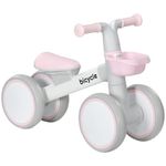 AIYAPLAY Kids Balance Bike for 1-3 Years Old, No Pedal Toddler Balance Bike with Adjustable Seat, Silent Wheels, Training Bike for Boys and Girls, Pink