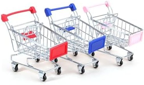 Mini Shopping Cart, 1/20 Scale Mini Realistic Metal Supermarket Trolley Model for Dollhouse, Miniature Food-Play Accessory & Display Piece, Decorative Ornaments for Storage