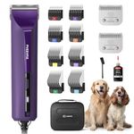 FuzzyFix Professional Dog Grooming Clippers Corded,2-Speed 10ft Cord, Runs Cool & Quiet, Anti-Slip Shatter-Proof Housing for All Coat Types,with Detachable Blade and Metal Comb Guides
