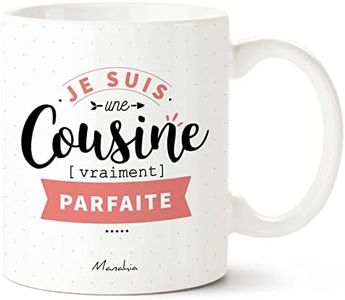 Manahia Mug Cadeau Cousine Tasse Personnalisée - Je suis une Cousine vraiment Parfaite - Avec Boite Kraft - Imprimé en France - 330 mL Céramique - Cadeau Future Cousine - Noël, Anniversaire Cousine