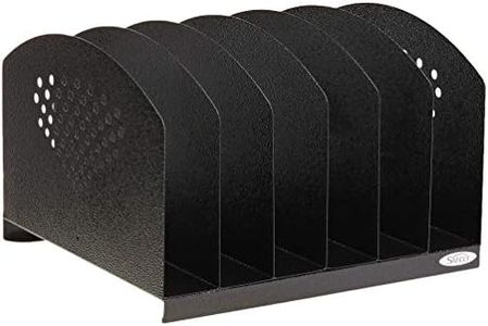 Safco Products 3155BL Steel Desk Organizer Rack with 6 Vertical Sections, Black