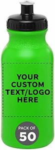 DISCOUNT PROMOS Custom 20 oz. Water Bottles with Push Cap Set of 50, Personalized Bulk Pack - Perfect for Gym, Hiking, Camping, Outdoor Sports - Neon Green