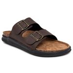 Nautica Men's Sandals - Casual Slides with 2 Adjustable Buckle Straps and Cork Footbed for Ultimate Comfort and Style, Brown Black, 11