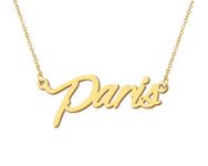 18k Gold Plated Paris Name Necklace Initial Word Necklace Stainless Steel Jewelry for Birthday Graduation