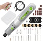 Huepar Tools Cordless Rotary Tool, USB Charging, 58Pcs Accessories, 5000rpm to15000rpm Rotary Tool Kit for Polishing, Carving, Cutting, Cleaning, DIY, Small Projects