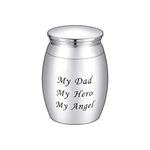 Silver Keepsake Cremation Urns, Small Funeral Urns for Human Ashes with My Dad My Hero My Angel Engraved