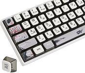 Fogruaden Pudding Keycaps 60 Percent, 118 Dye-Sublimation Keycaps Set, ASA Profile Custom Keycaps for Cherry Gateron MX Switches Mechanical Keyboard(White Grey)