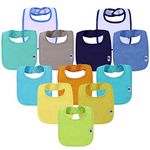 SUPNFOX 12 Pack Waterproof Dribble Bibs, Absorbent Cotton Baby Bibs for Feeding and Teething, Newborn Bibs for Baby Girls and Boys - Boy