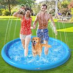 pecute Sprinkler Pad for Dogs & Kids-170cm, Thickened Dog Splash Mat Durable Children Water Play Toy Anti Slip, Inflatable Swimming Bathing Pool for Summer Outdoor Garden (Dia 67in)