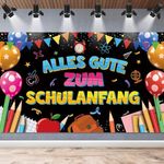 School Decoration Banner, Alles Gute Zum Schulanfang Banner, First Day of School Decoration Banner Background, Extra Large School Child Garland Banner Decoration for Children Boys Girls, 185 x 110 cm