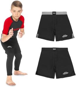 Elite Sports Kids MMA BJJ No GI UFC Grappling Jiu Jitsu Shorts, Black Jack Youth Boys MMA Training Grappling Training Shorts (Medium, Black)