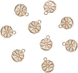 Airssory 10 Pcs Orange Lemon Fruit Slice Shaped Gold Plated Brass Dangle Link Charms for Earrings Necklace Bracelet Keychain Jewelry Making Accessories - 13x10mm