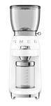 Smeg CGF01WHUK Coffee Grinder, Aluminium Construction, 50's Retro Style, 8 Programme Settings and 3 Grinding Grades, White