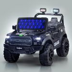 Baybee Bronco Police Edition Battery Operated Jeep for Kids, Ride on Toy Kids Car with Light & Music | Electric Jeep Battery Car | Baby Big Car for Kids to Drive 3 to 8 Years Boys Girls (Black)