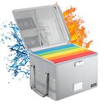 Upgraded File Box with Lock, Fireproof Document Box File Cabinet File Organizer Box with Water-Resistant Zipper & Adjustable Handle, Collapsible Filing Cabinet for Hanging Letter/Legal Folder (Grey)