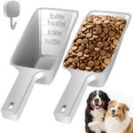 Food Scoop, Cup Capacity Dog Food Scooper With Measuring Lines For Dog, Puppy and Cat Coffee Bean Scoop, Flour Scoop 2 Pack (Grey)
