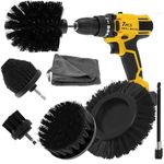 Sayutie 7pcs Drill Brush Attachment Power Scrubber Cleaning Brush Grout Cleaner Brush All Purpose Drill Brush Set for Grout, Floor, Tub, Shower, Tile, Bathroom and Kitchen Surface(Black)