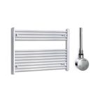 Companyblue 1000 x 700mm Sparkling Chrome Electric Heated Towel Rail with Thermostatic Heating Element - Ultra-Wide Space-saving Horizontal Radiator - Pre-Filled Electric Towel Warmer