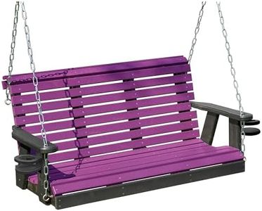 Poly Lumber Wood 5FT Cupholders Porch Swing Amish Craftsmandship Made in USA HDPE with No wood fibers 1000 lbs Limit. Stainless Steel hardware.Signature Rollback for Patio Outdoor Backyard Garden Park