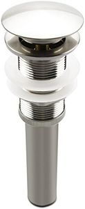 Brushed Nickel Pop Up Sink Drain Without Overflow, Bathroom Faucet Vessel Sink Drain Stopper 1-5/8" Without Overflow Fits 1.25" to 1.5" Drain Holes