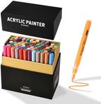 rubens 72 Colors Acrylic Paint Markers, 0.7mm Extra Fine Tip Waterproof Paint Pens with 2 Metallic Colors, Quick Dry Paint Pens for Rock, Glass, Wood, DIY, Plastic, Fabric, Drawing & Art Supplies