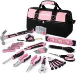 WORKPRO Pink Tool Kit, Home Repairing Tool Set with Wide Mouth Open Storage Bag, Household Tool Kit - Pink Ribbon