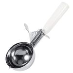 Nikou Ice Cream Scoop - Practical Stainless Steel Cookie Scoop Fruit Ice Cream Scoop Spoon with Plastic Handle Easy Trigger Kitchen Tool (Color : White-8cm)