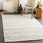 Wooly Natural Fiber Contemporary Living Room Bedroom Area Rug - Moroccan Farmhouse -%100 Wool - Handmade Handwoven Carpet - Bohemian No Pile - Black, Cream, Beige - 8' x 10'