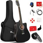 Electric Acoustic Guitar, Full Size 41 Inch Acoustic Guitar Cutaway Bundle with Pickups for Beginners Adults Teens, Matte Black, by Vangoa